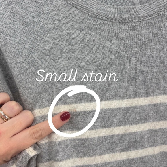 Eileen Fisher Women’s Small Gray White Stripes Crew Neck Organic Cotton Tee - Picture 5 of 9